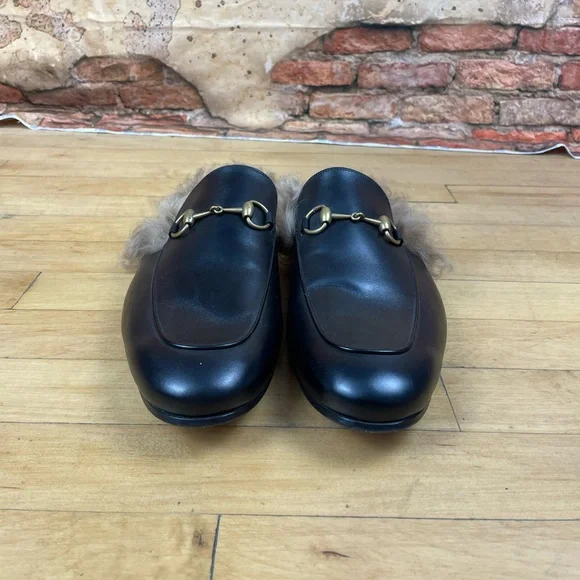 Gucci Princetown Shearling Leather Mules Size 12.5